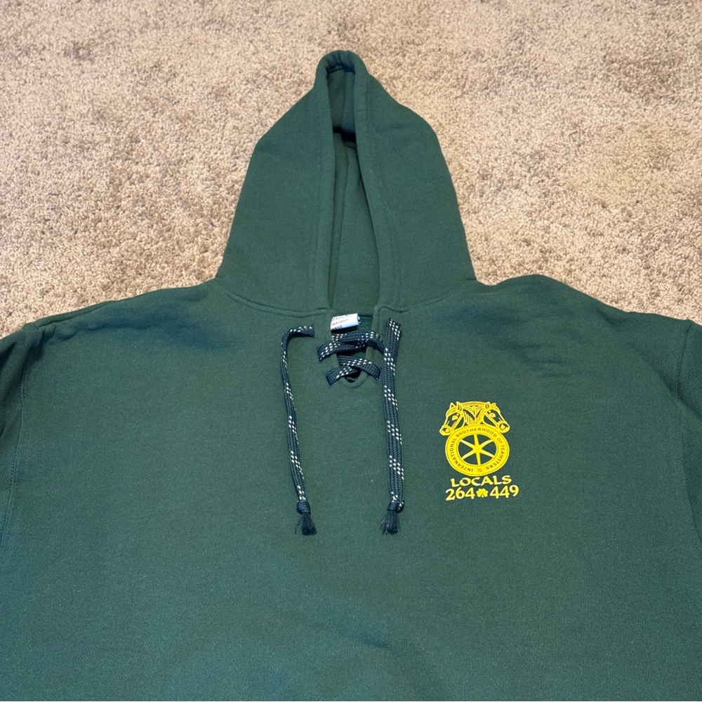 VTG St Patricks Day Locals Hoodie Adult XL Green Pullover Buffalo New York USA - Picture 3 of 12